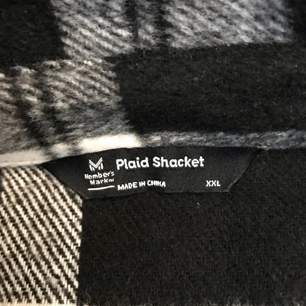 Members Mark Black White Plaid Shacket Size XXL Heavyweight Outerwear Cabincore